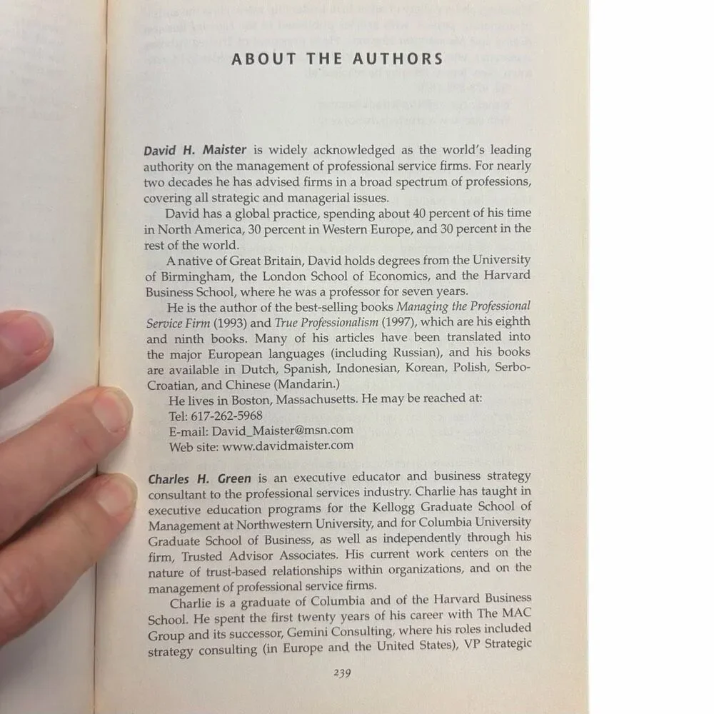 Book - The Trusted Advisor by David H Maister, Charles H Green, Robert M Galford